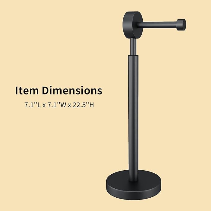 YUMORE Toilet Paper Holder Stand,Freestanding Bathroom Metal Black Matte Tissue Roll Holder for Modern Bathroom