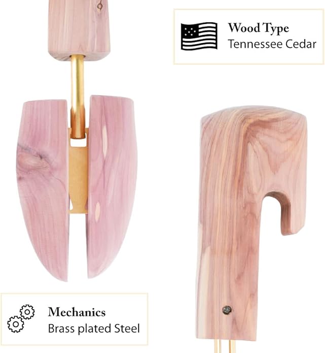 Cedar Shoe Trees for Men, Wide Heel Split Toe, Aromatic Cedar Boot Tree - DW29, 2-Pack