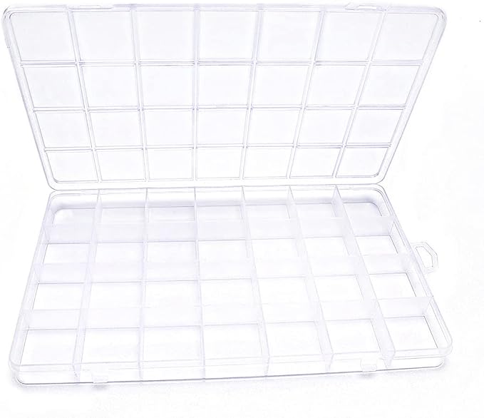 IOOLEEM 28 Grids Plastic Bead Organizer Box, Organizer Container Storage Box, Dividers for bead arts and crafts.