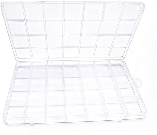 IOOLEEM 28 Grids Plastic Bead Organizer Box, Organizer Container Storage Box, Dividers for bead arts and crafts.