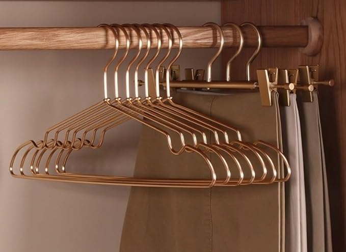 Premium Matte Golden Aluminum Coat Hangers 20 Pack, 16.2” Extra Smooth & Durable Metal Shirt Dress Hanger,Aluminum Alloy Hanger,Clothing Support,Clothing Hang