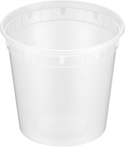 ProTakeOut 24oz [50 set] Heavy Duty Plastic Deli Container | BPA-Free Food Storage with Airtight Leak‑Proof Lids | Microwave, Freezer & Dishwasher Safe – Stackable, Bulk Reusable Soup & Meal Prep Tub
