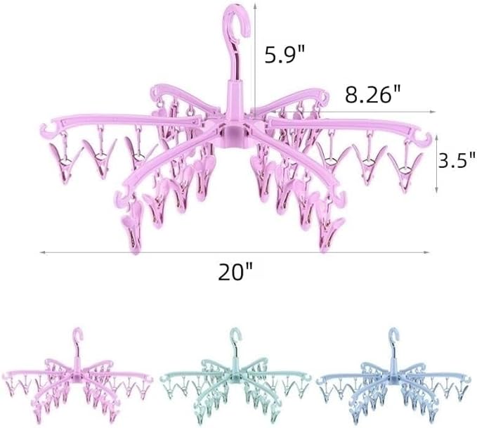Foldable Drying Rack Drip Hanger, Portable Underwear Hangers Hanging Drying Rack, Folding Rotatable Sock Drying Rack for Drying Socks Lingerie Baby Clothes Drying Towels (Pink)