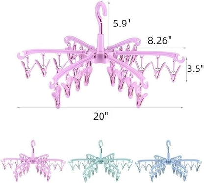 Foldable Drying Rack Drip Hanger, Portable Underwear Hangers Hanging Drying Rack, Folding Rotatable Sock Drying Rack for Drying Socks Lingerie Baby Clothes Drying Towels (Pink)