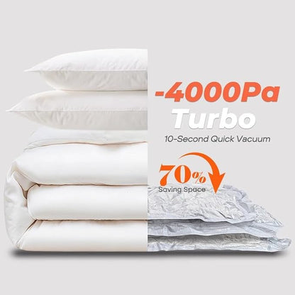 Vacbird Vacuum Seal Bags for Clothing with Rechargeable Cordless Pump, 12 Pack Compression Packing Bags, Space Saver Storage for Seasonal Clothes Bedding Blanket Pillows Comforters Luggage Travel