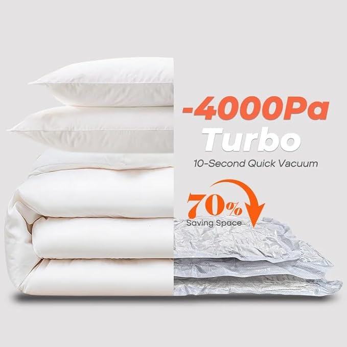 Vacbird Vacuum Seal Bags for Clothing with Rechargeable Cordless Pump, 18 Pack Vacuum Storage Space Saver Bags, Compression Packing for Clothes Bedding Blanket Pillows Comforters Luggage Travel