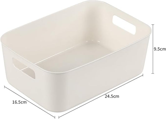 6 Packs Plastic Storage Basket Bins, Organizer Containers for Kitchen, Closet, Pantry, Fridge, White