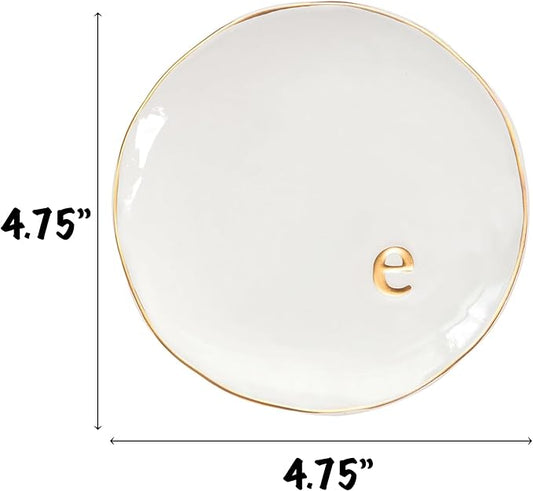 COLLECTIVE HOME - Ceramic Jewelry Tray, Decorative Trinket Dish for Rings Earrings Necklaces Bracelet Watch Keys, Birthday Mother's Day Christmas Gift for Women, 4.75", Glossy (e)
