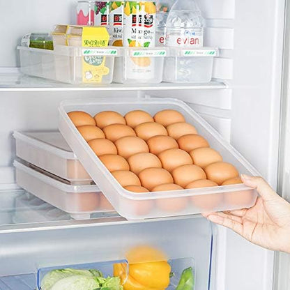 Sooyee 2 Pack Covered Egg Holders for Refrigerator,Clear 2X24 Deviled Egg Tray Storage Box Dispenser,Stackable Plastic Egg Cartons,Egg Holder Countertop(48 Eggs)