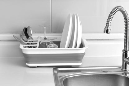 BNYD Plastic Collapsible Dish Drying Rack, Foldable Dinnerware Drainer Organizer for Storage,Kitchen