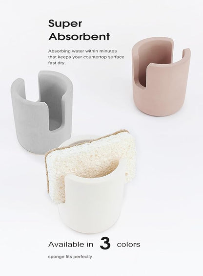 Slow Slog Stone Sponge Holder for Countertop Organizer, Quick Dry Diatomite Sponge Holder, Diatomaceous Earth Sponge Caddy, Absorbent Face Sponge Stand, Large Brown