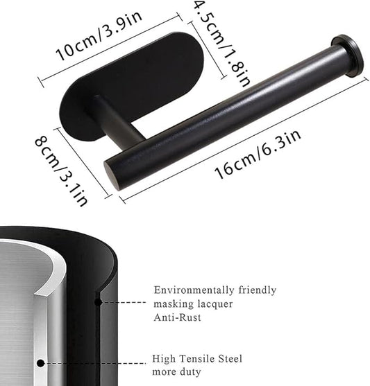 2 Pack-Toilet Paper Holder Self Adhesive Roll Holder Wall Mount for Bathroom and Washroom, No Drilling SUS304 Stainless -Matte Black