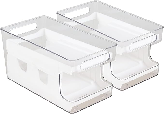 Quickquick 12 oz Can Organizer, Clear Rolling Soda Can Holder Dispenser, 2 Packs