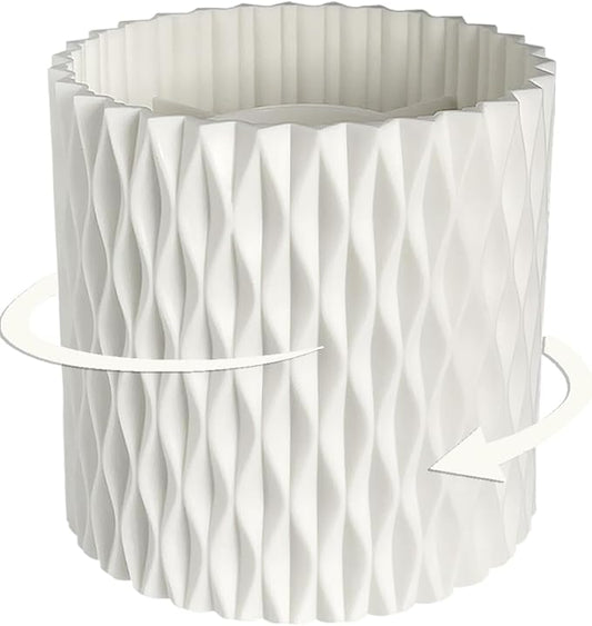 Rotating Pen Holder for Desk, 5 Slots Unique White Desk Organizer Easthetic Desktop Supplies and Accessories for Women Girls, Pencil Cup Caddy for Office Home Art Supply