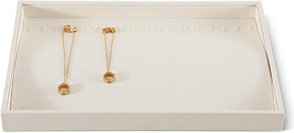 Dansmiy Linen Stackable Bracelet Necklace Storage Tray, Pendant Long Chain Jewelry Display Tray, Jeweler Shop Counter Showcase Table Top Organizers, Makeup Table Drawer Insert Jewelry Tray