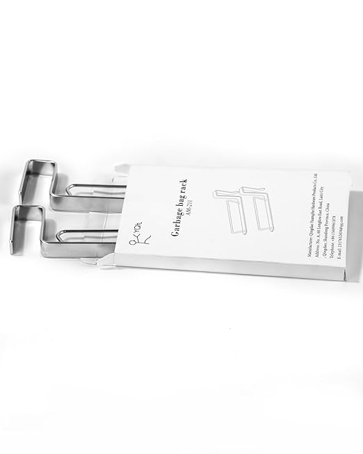 YQh Stainless Steel Cabinet Door Trash Bag Holder for Kitchen Cabinet Door and Drawer, Cabinet Door Hook Adjustable Spacing, Suitable for Plastic Bags with Handles Food Bags