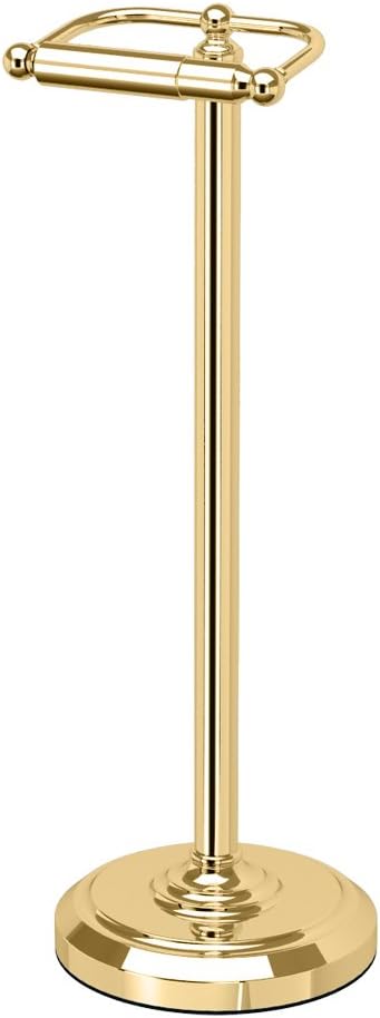 Home Accents Brass Toilet Paper Holder, Freestanding Pedestal Tissue Stand, 22" Height, Floor Standing Bathroom Holder