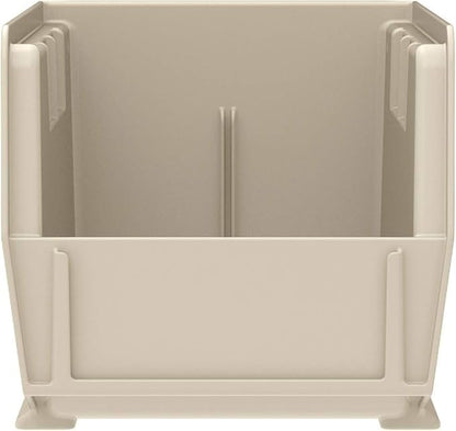 Akro-Mils 30237 AkroBins Plastic Storage Bins, Space-Saving Stackable Bins for Garage, Pantry, Craft Organization, 9" x 6" x 5", Stone, 12-Pack