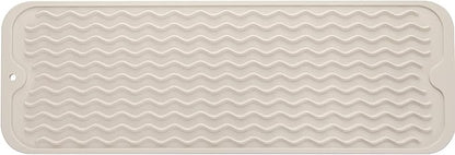 Silicone Dish Drying Mat for Multiple Usage,Easy clean,Eco-friendly,Heat-resistant Silicone Mat for Kitchen Counter,Sink,Bar,Bottle,or Cup Tapioca M 17 inches x 6 inches