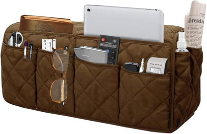 Benuomi Sofa Armrest Organizer Waterproof Armchair Caddy Remote Control Holder for Recliner Non Slip Recliner Organizer Chair Arm Organizer with 14 Pockets for TV Remotes, Books, Magazines, iPad
