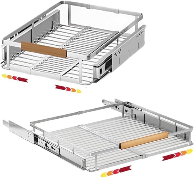 taiheis 2 Pack Expandable Pull Out Cabinet Organizer，Side Mounting 11.8~18"x17.3"Cabinet Pull Out Shelves, Expandable Slide Out Spice Rack for Cabinet for Kitchen Bathroom Office
