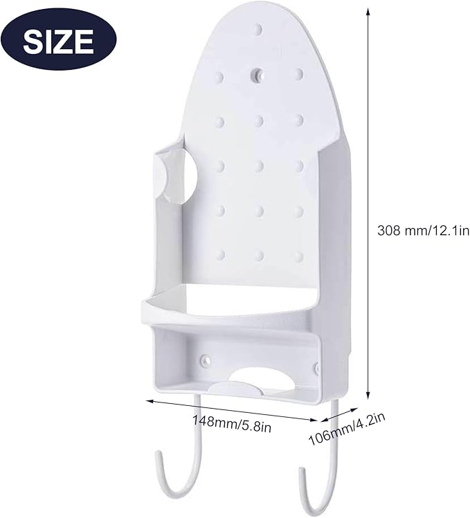 Wall Mount Ironing Board Hanger Iron Holder Space-Saving Household Bathroom Kitchen Closet Organizer Wall Rack Shelf