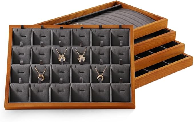 Yinbeini Jewelry Drawer Organizer, Wood Stackable Jewelry Trays,White Bracelet Storage,Premium Jewelry Tray For Watch,Bangle
