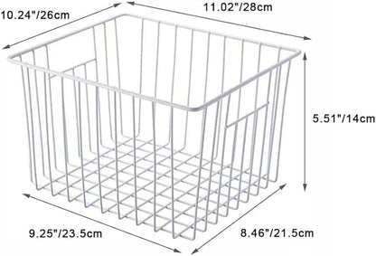 SANNO 11“ Freezer Baskets Storage Organizers, Farmhouse Organizer Bins for Cabinets, Pantry, Closets, Bedrooms