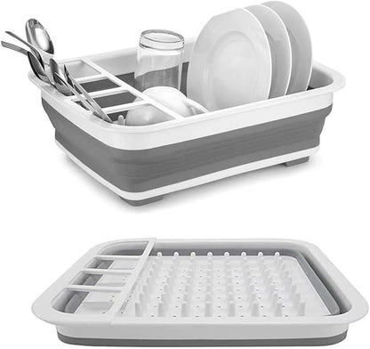 Collapsible Drying Basket & Portable Dish Drying Rack – Comes with 6 Kitchen Scouring Pads, Ideal for Kitchen, RV, Camper and Travel Trailer
