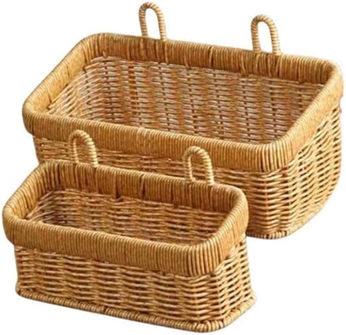 Wall Hanging Basket for Organizing,Hand-Woven Hanging Storage Baskets Wall Storage for Kitchen and Bathroom(S)