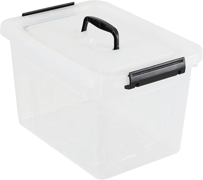 Afromy 6-Pack 12 Quart Latching Box, Clear Storage Bins with Lids, Stackable Storage Containers for Home Pantry Office Organization