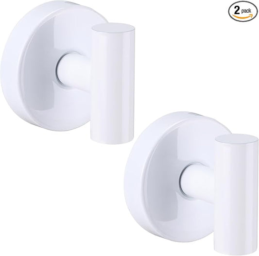 warlve Heavy Duty Reusable Suction Cup Hooks for Shower - No Drill Bathroom/Glass/Mirror/Tiles & Metal Surfaces,and Smooth Non-Porous Surfaces for Towels, Robes, Loofahs (2, White)