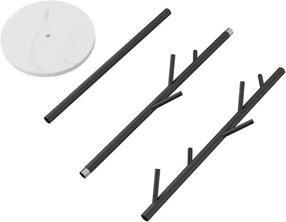 Black Metal Coat Rack, Freestanding with Hooks, Entryway Coat Rack Stand, Coat Racks with Marble Base, Coat Tree for Hanging Clothes, Hats, Bags