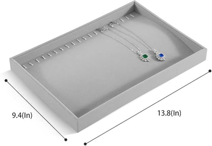 Necklace Holder Organizer, Velvet Jewelry Trays,Premium Necklace Case,Luxury Jewelry Displays,Grey Bracelet Organizer