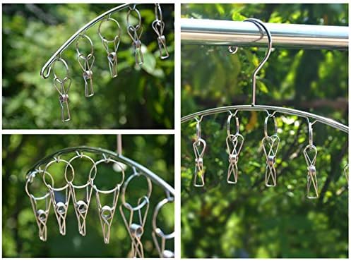 Strong Stainless Steel Laundry Drying Rack Clothes Hanger with 10 Clothespins Indoor Space Saver Hanging Clothing Organizer Mitten Sock Hangers