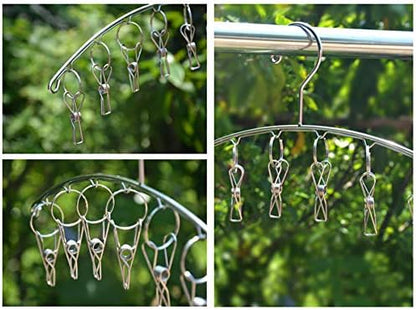 Strong Stainless Steel Laundry Drying Rack Clothes Hanger with 10 Clothespins Indoor Space Saver Hanging Clothing Organizer Mitten Sock Hangers