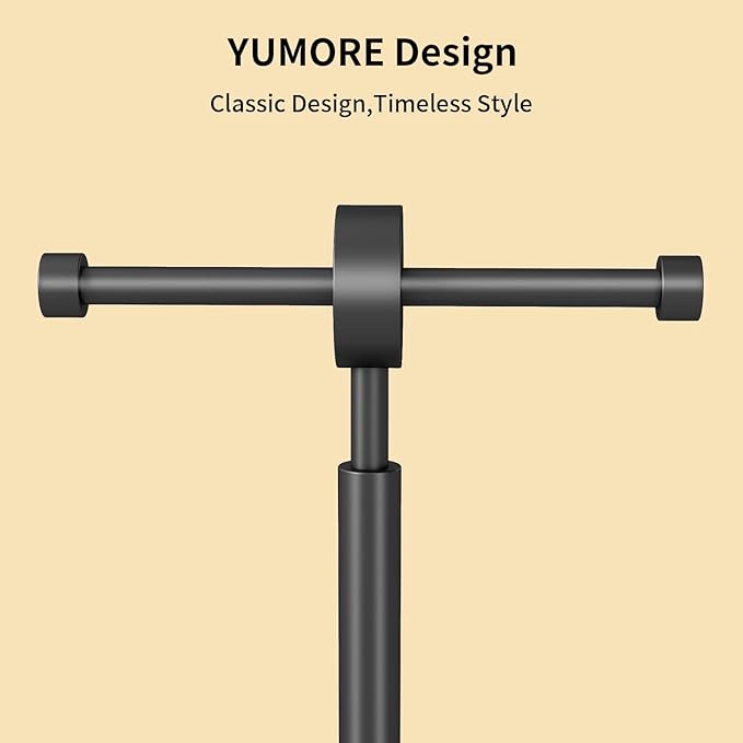 YUMORE Toilet Paper Holder Stand, Floor Freestanding Double Roll Black Tissue Paper Stand for Modern Bathroom, Weighted Round Base Stainless Steel Toilet Roll Holder,Extra Capacity