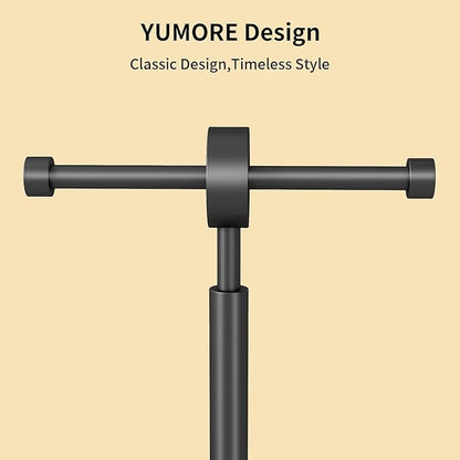 YUMORE Toilet Paper Holder Stand, Floor Freestanding Double Roll Black Tissue Paper Stand for Modern Bathroom, Weighted Round Base Stainless Steel Toilet Roll Holder,Extra Capacity