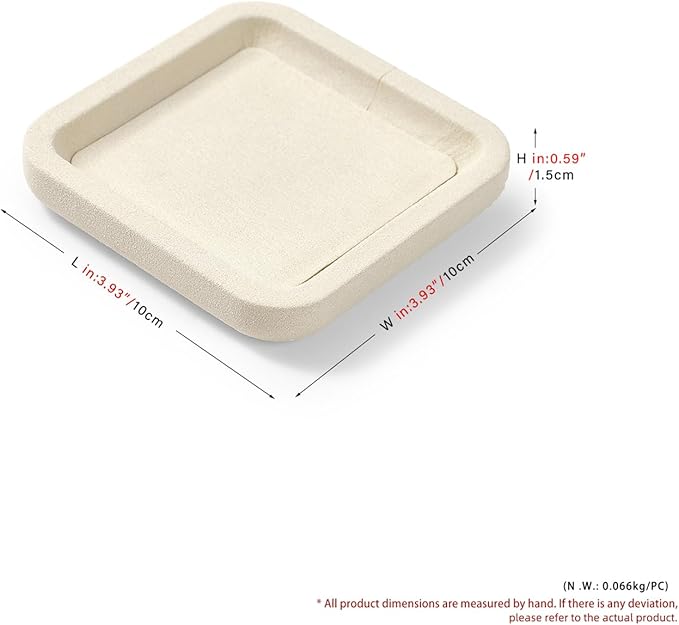 Woodten Microfiber Jewelry Display Flat Tray for Rings Earrings Necklace Bracelet, Jewelry Photograph Display Catchall Organizer Tray Dish(XS,Beige)