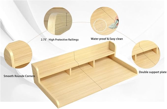 Washer Dryer Countertop, Laundry Wood Shelf Topper with Edge, 2-Tier Laundry Countertop, for Washer and Dryer Laundry Hamper Counter Storage Organization (Oak)