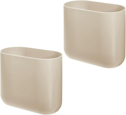 iDesign Small Slim Plastic Bathroom Trash Can, Garbage Can for Bedroom, Office, Desk, Dorm, 2-Pack, Brown