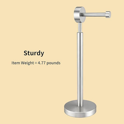 YUMORE Toilet Paper Holder Stand, Modern Style Freestanding Bathroom Tissue Roll Stand with Sturdy Base for Bathroom & Living Room (Brushed Nickel, 1 Roll)