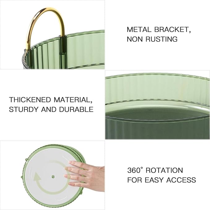 Satpurush 360° Rotating Makeup Organizer, 2 Tier Spinning Cosmetic Organizer for Vanity & Bathroom Countertop, Holds Tall Skincare Bottles, Perfume & Beauty Accessories – Clear Green