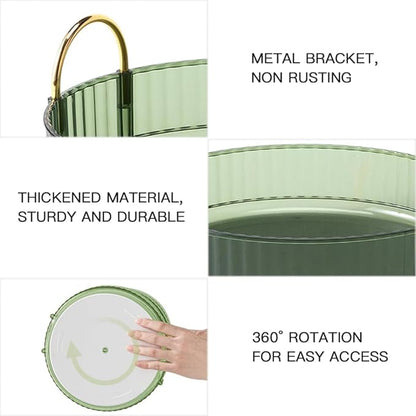Satpurush 360° Rotating Makeup Organizer, 2 Tier Spinning Cosmetic Organizer for Vanity & Bathroom Countertop, Holds Tall Skincare Bottles, Perfume & Beauty Accessories – Clear Green