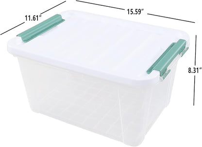 Cinkyou 6 Packs 20 L Latching Plastic Storage Box, Clear Stackable Storage Container Bins with Lids