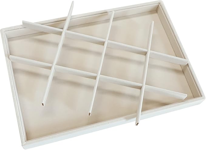 Stratalife Velvet Jewelry Organizer Stackable Earrings Organizer 12 Grid Bracelet Organizer Jewelry Drawer Organizer Jewelry Holder Display for Earring Necklace Women Girls Beige
