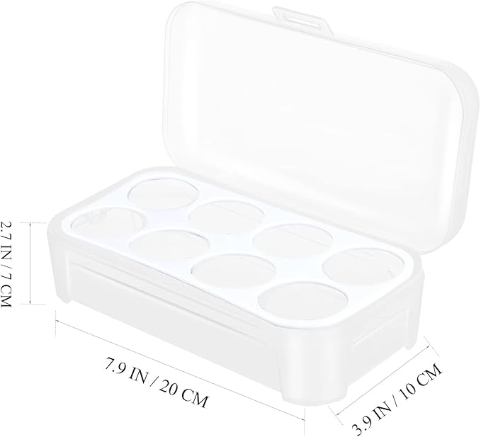 OUNONA 1Pcs 8 Grid Egg Holder, Egg Holder Camping Carrier, Plastic Container, Shockproof Storage Box, Crisper Carrier Case for Refrigerator Camping Picnic Travel Kitchen Outdoor, Clear