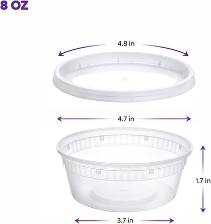 Pantry Value [8 oz. - 48 Count Plastic Food Storage Deli Containers with Lids, Disposable Soup Containers With Lids - Perfect for Storing Soups, Sauces, and Snacks