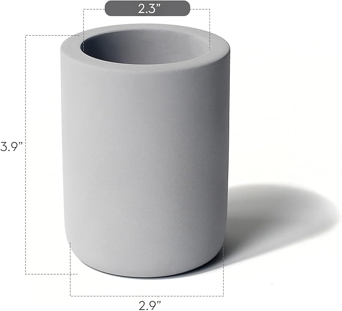Selegna Drying Stone Toothbrush Holder, Diatomite Toothbrush Holders for Bathroom, Quick Drying Electric Toothbrush & Toothpaste Holder Cup, Diatomaceous Earth Bathroom Sink Organizer (Dark Grey)