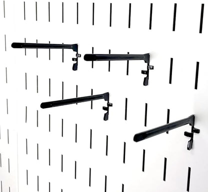 Wall Control Paint Brush Hook and Thread Spool Holder Storage Organizer Pegs Metal Pegboard - (4) Pack of Narrow 3.5-Inch Reach Slotted Peg Hooks for Paint Brushes and Spools (Black)